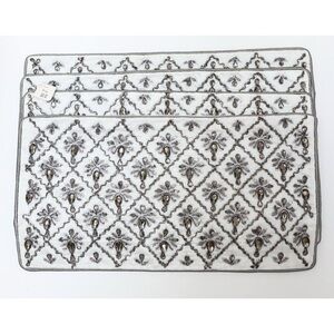 Set of 4 Beaded Cushion Covers Holiday Embellished White Pillowcases Christmas